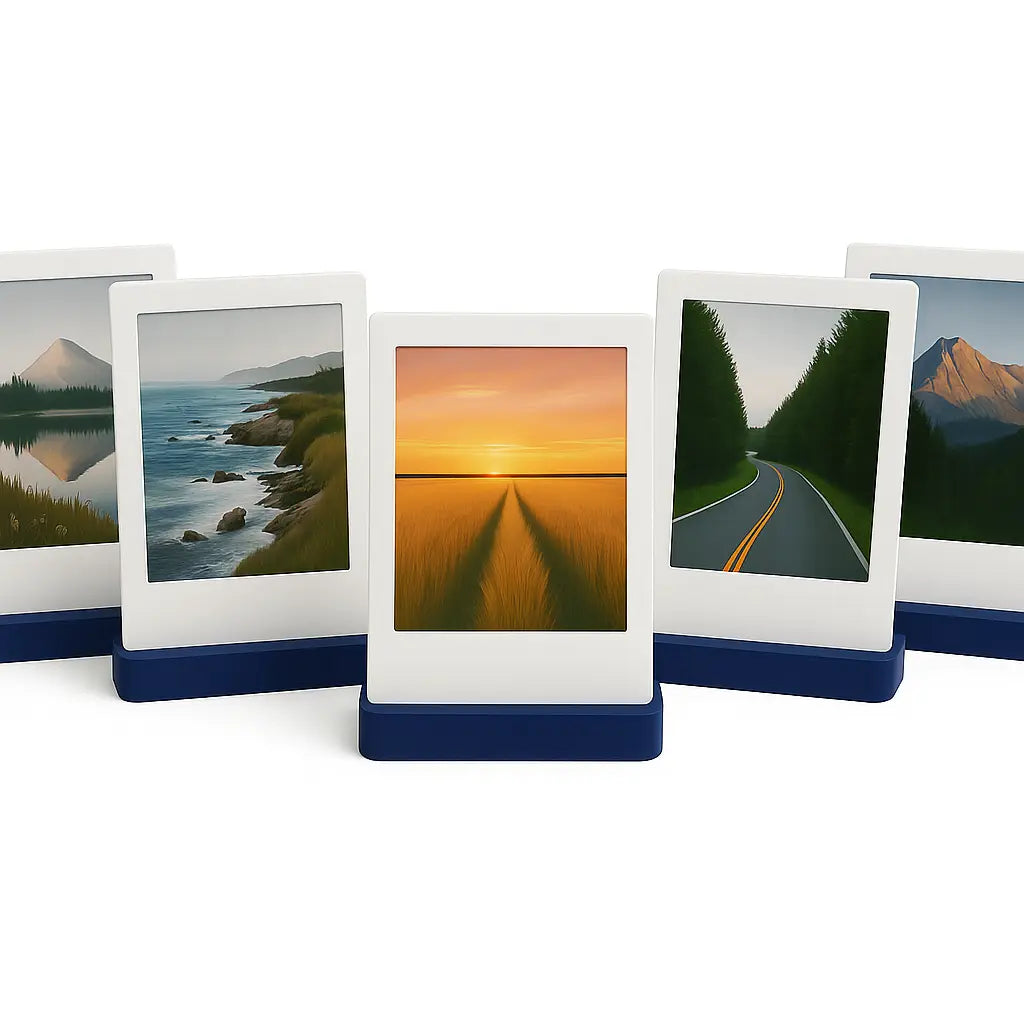 Polaroid Fotohouder Blauw – Set van 5 Universele Instax Mini / Square / Wide & Polaroid Foto’s – Fotostandaard – Blauw HuubSolutions