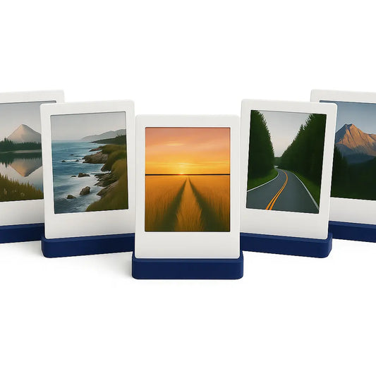 Polaroid Fotohouder Blauw – Set van 5 Universele Instax Mini / Square / Wide & Polaroid Foto’s – Fotostandaard – Blauw HuubSolutions
