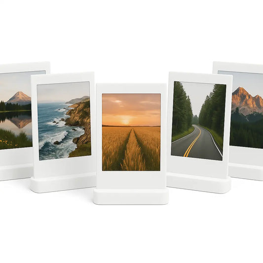 Polaroid Fotohouder Wit – Set van 5 Universele Instax Mini / Square / Wide & Polaroid Foto’s – Fotostandaard – Wit HuubSolutions