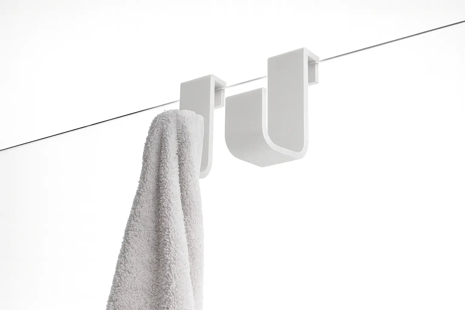 Kunststof Douchehaken – Set van 2 – Voor Handdoeken & Glazen Douchewanden 6‑8 mm – Wit HuubSolutions