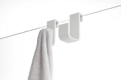 Kunststof Douchehaken – Set van 2 – Voor Handdoeken & Glazen Douchewanden 6‑8 mm – Wit HuubSolutions