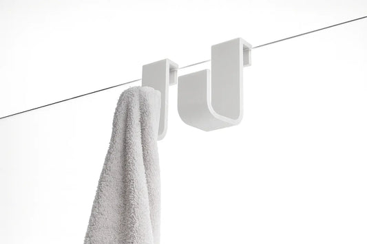 Kunststof Douchehaken – Set van 2 – Voor Handdoeken & Glazen Douchewanden 6‑8 mm – Wit HuubSolutions