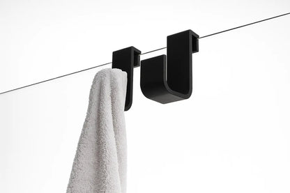 Kunststof Douchehaken – Set van 2 – Voor Handdoeken & Glazen Douchewanden 6‑8 mm – Zwart HuubSolutions