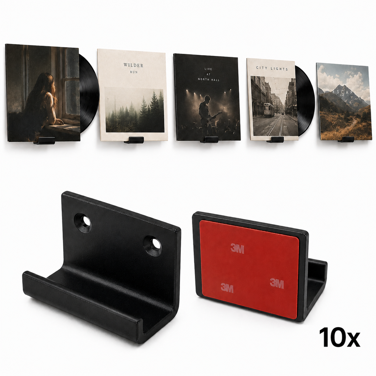 HuubSolutions LP wandhouder set van 10 met productdetail